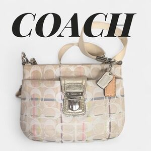 Coach Tattersall Signature Swing Pack Crossbody Plaid Metallic Trim Bag Purse